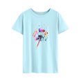 thumbnail image 3 of MY Women Short Sleeve Colorful Dandelion Print Crew Neck Plain Tee Shirt, 3 of 6