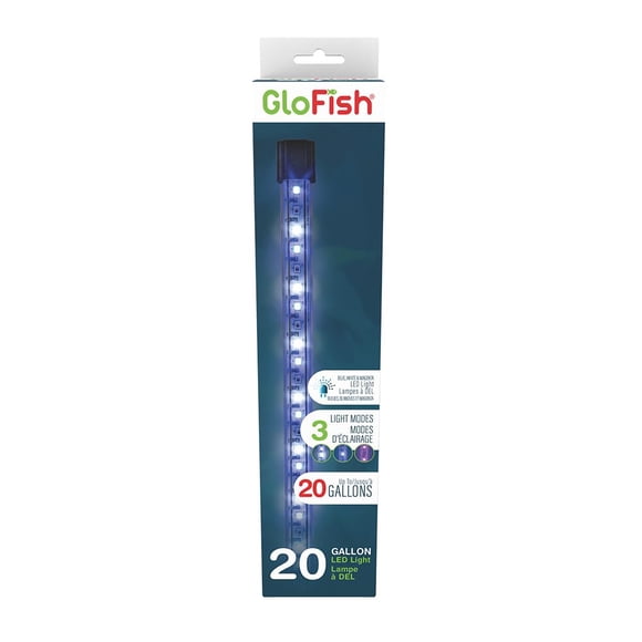 Glofish Bâton Lumineux Led 10 Pouces - Lumières d'Aquarium Blanc Bleu et Magenta - Tailles de Réservoir jusqu'à 20 Gallons