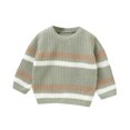 thumbnail image 1 of Chandail Rayé pour Tout-Petits 2025 Garçons Filles Manches Longues Col Rond Garde au Chaud Hauts Tricotés Vert, 1 of 8