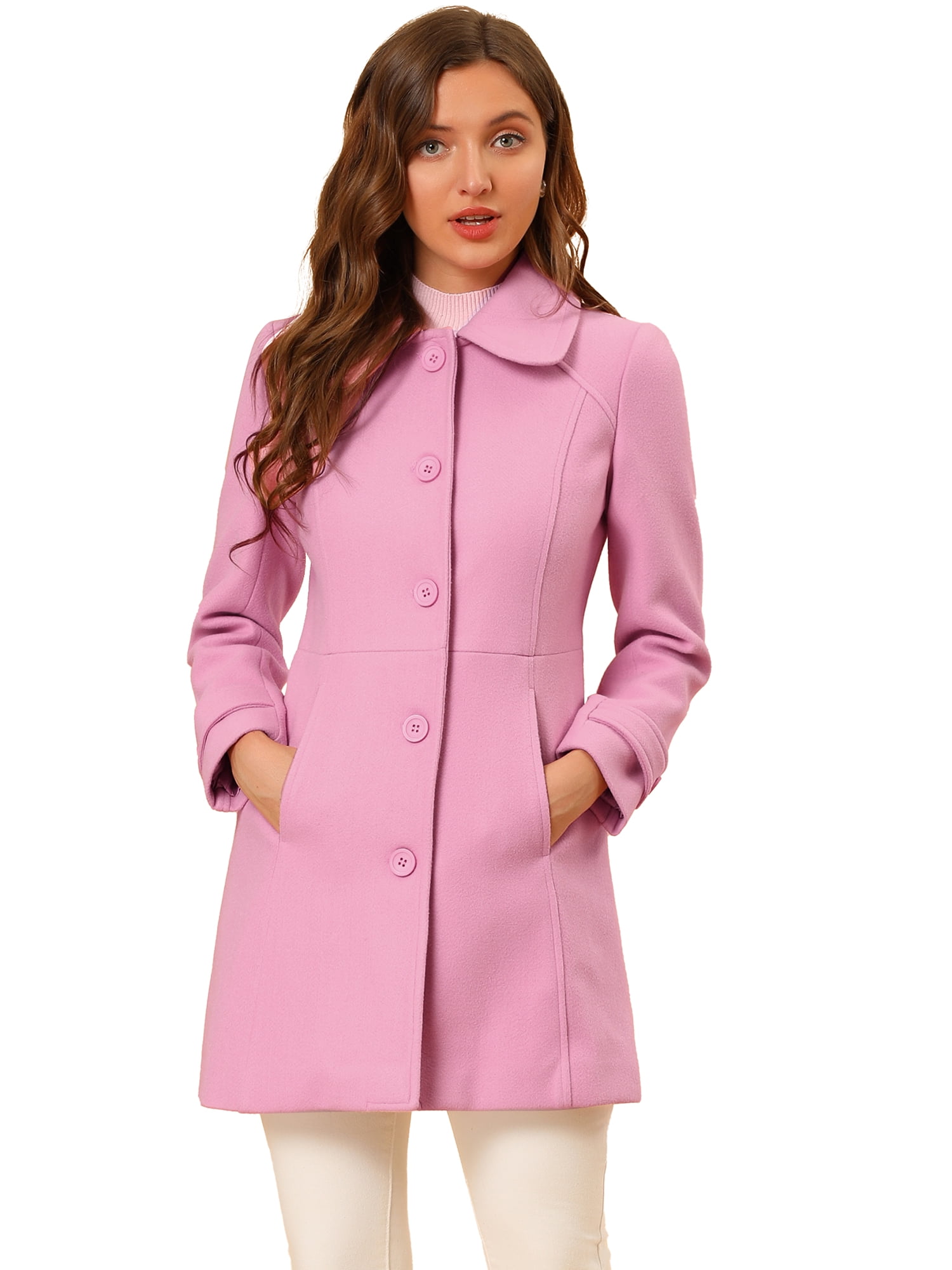 INSPIRE CHIC Manteau d'Hiver pour Femme à Col Peter Pan, Boutonnage Simple, devant Boutonné