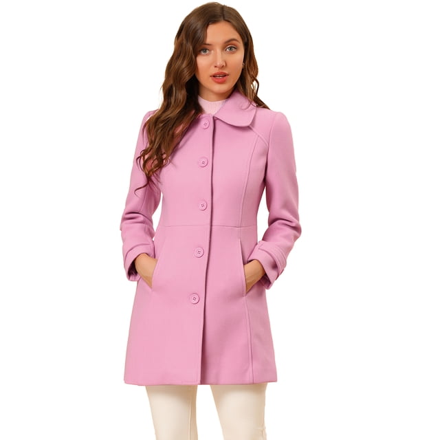 INSPIRE CHIC Manteau d'Hiver pour Femme à Col Peter Pan, Boutonnage Simple, devant Boutonné
