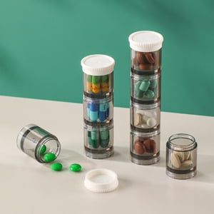MTBLYS Portable 3-Layer Sealed Organizer Removable Stackable Vc Pill Case 3.93X1.25X1.25 Inch Plastic Travel Medicine Container Pill Box Outdoor Camping Home Use