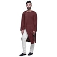 thumbnail image 1 of Atasi Button Down Asymmetrical Kurta For Men Solid Long Sleeve Kurta For Men, 1 of 6