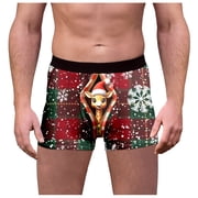 FhsagQ Underwear Men's Underwear Boxers Briefs Super Fit Male Plaid Christmas Day Printed Underwearny Fitting Mid Waist Briefs Mens Underwear Boxers Briefs Long Leg 3Xl Red M