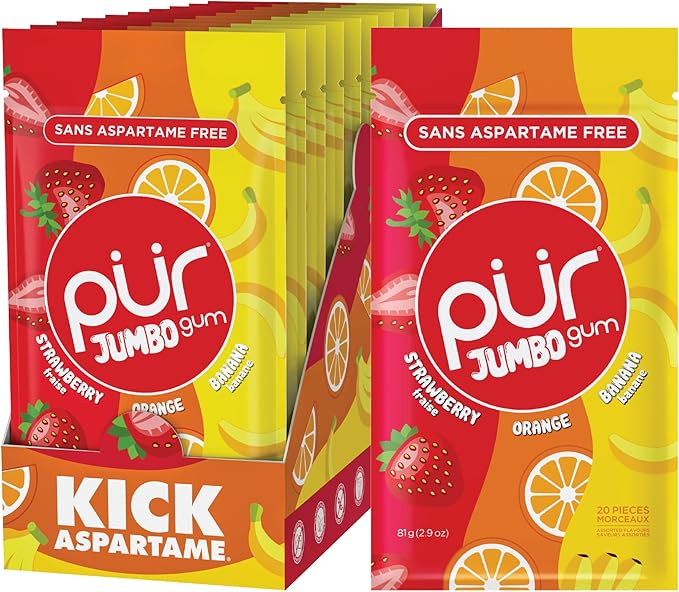 PUR Gum - Gencives Jumbo - Fraise, Bio, Ban