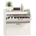 thumbnail image 1 of HOMCOM Armoire à Chaussures Étroite Armoire de Rangement pour Chaussures à 2 Tiroirs Basculants, Chêne Blanc, 1 of 10