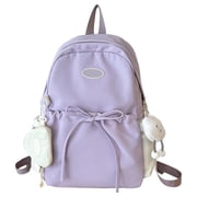 GPOECD Women Cute Bow Backpack Stylish School Bag for Girls Lightweight Travel Daypack Casual Large Capacity School Backpack Purple,One Size