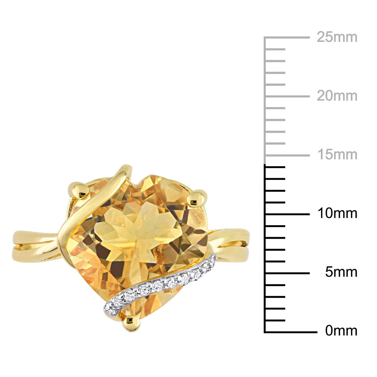 Collier en forme de coeur emballé Miabella avec 6-1/2 Carat PBT de Citrine et accents de diamant en Argent Sterling plaqué Rhodium Jaune