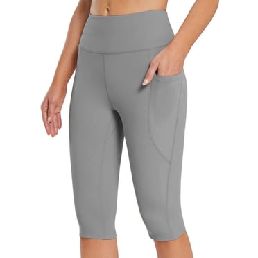 Drppepioner Women's Knee Length Leggings High Waisted Yoga Workout Exercise Capris For Casual Summer With Pockets Women Plus Size