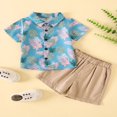 thumbnail image 2 of Tenues d'Été 2 Pcs pour Garçons Tout-Petits Vêtements Hawaïens Chemises à Col Rabattu Shorts, 2 of 7