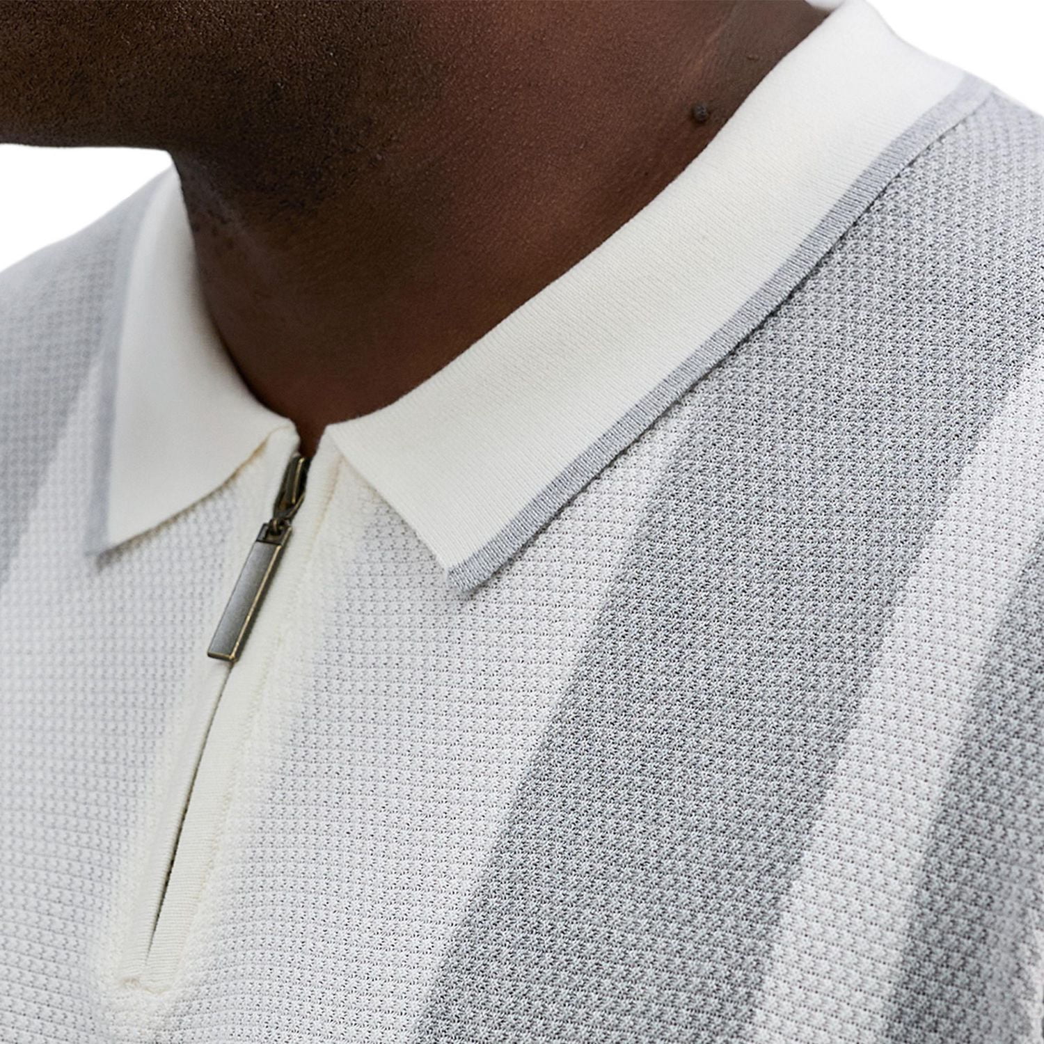 Haggar® Men's Big & Tall Short Sleeve Stripe Popcorn Knit Zip Sweater Polo