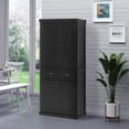 thumbnail image 2 of HOMCOM Kitchen Pantry Storage Cabinet, Tall Pantry with Drawer Black, 2 of 10