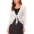 thumbnail image 1 of INSPIRE CHIC Boléros en Maille à Volants à Manches Longues Décontractés à Nouer Soi-Même pour Femmes Blanc P, 1 of 5