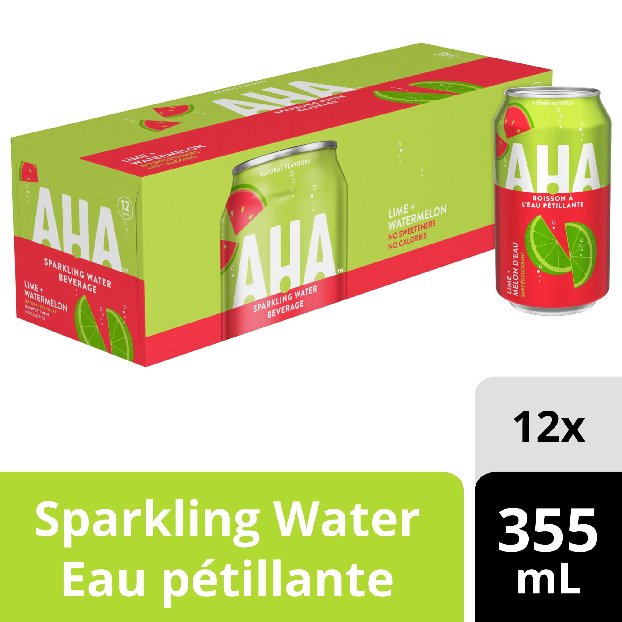 Aha Pastèque au citron vert Fridge Pack Cannettes, 355 mL, 12 Pack