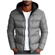 yardsong Mens Waterproof Hooded Puffer Jacket Packable Full Zip Quilted Down Warm Winter Padded Coat Gray,XL