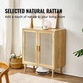 thumbnail image 2 of KFFKFF Rattan Cabinet, Rattan Storage Cabinet with 2 Magnetic Doors and Adjustable Shelves, Sideboard Buffet Cabinet for Hallway, Entryway, Living Room, or Kitchen, Natural, 2 of 9