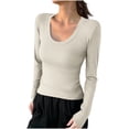 thumbnail image 1 of Lmnyox T-Shirt à Col Rond pour Femmes Manches Longues Décontracté Mode Basique Automne Hiver, 1 of 5