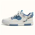 thumbnail image 1 of Men's Patchwork Design Skate Shoes With Good Grip, Breathable Lace-up Sneakers, 1 of 4