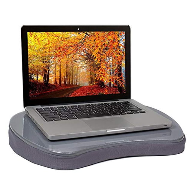 Sofia + Sam Mini Lap Desk Bed Table with Memory Foam - Silver - Work from Home - Laptop Lap Tray Desk - Travel Portable Desk - Great for Reading Writing Coloring on Bed Couch - Handle