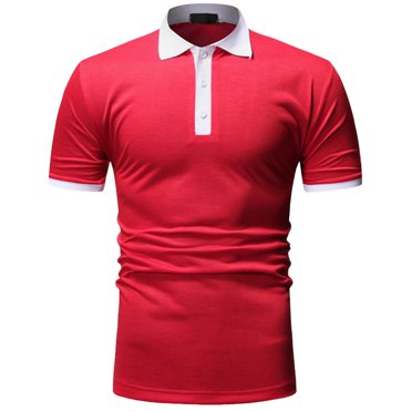 T-shirt pour Homme Mode Été Col à Revers Manches Courtes Hauts Décontractés Ajusté Couleur Contrastante Respirant T-shirt