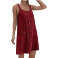 thumbnail image 1 of QIPOPIQ Robe Camis Sans Manches à Col Rond pour Femme Été Nouvelle Couleur Unie Ample et Confortable Robe Décontractée à Bretelles avec Bretelles Suspendues Robe à Col Rond Liquidation, 1 of 5