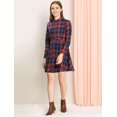 thumbnail image 2 of INSPIRE CHIC Women's Plaid Button up Point Collar Long Sleeve a-Line Dress, 2 of 7