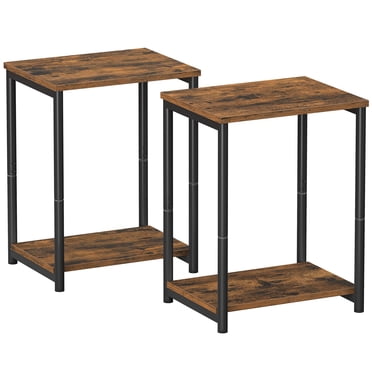 VASAGLE Side Tables Set of 2, Small End Table, Nightstand for Living Room, Bedroom, Office, Bathroom, Rustic Brown and Black ULET272B01