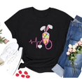 thumbnail image 2 of Hauts d'Été pour Femmes 2023 T-shirt à Col Rond pour Femmes à Imprimé Lapin de Pâques à Manches Courtes Blouse Décontractée Ample, 2 of 4