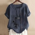 thumbnail image 2 of Chemise à Manches Longues Femme Femmes Été Décontracté Col Rond Manches Courtes Imprimé Chemise Ample Hauts Femmes Hauts d'Été Coupe Ample Femmes Hauts à Manches Courtes Femmes Hauts à Manches Courtes, 2 of 5