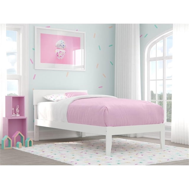 AFI Boston Solid Wood Twin Size Modern Platform Bed in White