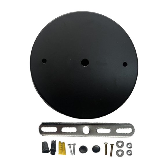 Milaget Canopy Kit DIY Project Iron for Hanging Lamp Replacement Ceiling Cover Plate Black Dia 12cm
