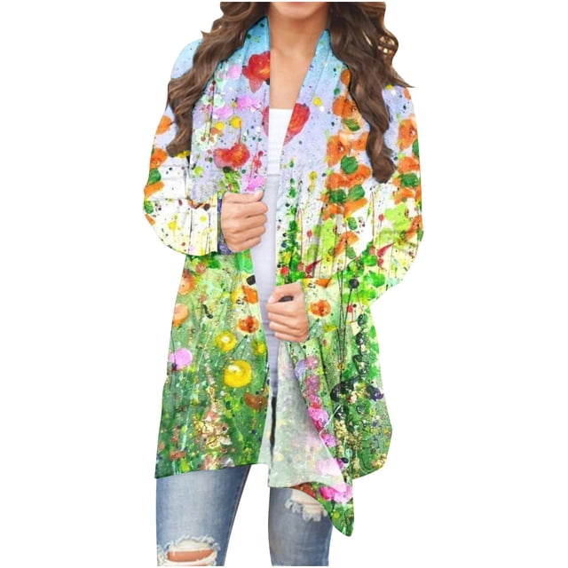 Nouveaux Hauts pour Femmes 2023 Mode Décontractée Imprimé Floral Col Rond Manches Longues T-shirt Blouse Chandail Grande Taille Manches Longues pour Femmes