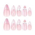 thumbnail image 4 of HLONK 24Pcs Gel Press on Nails  Gel French Long Fake Nails  Press on Tips With Glue  Rhinstone with Butterfly  NO.13, 4 of 6