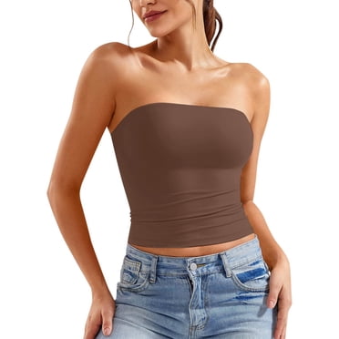 2025 Womens Solid Color Tennis Top Women Crop Top Strapless Bandeau Tops Women Tube Top Sleeveless Backless Women Summer Tops Tank Vest