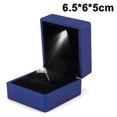 thumbnail image 1 of LED Lighted Ring Box Earring Ring Gift Case Wedding Ring Jewelry Display Packaging Organizer Storage Holder for Engagement Wedding Gift-Blue, 1 of 9