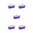 thumbnail image 2 of ZheElen Silicone Lunch Box Food Grade Silicone For Safe And Healthy Meals On Go purple 800ml 5Set, 2 of 6