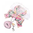 thumbnail image 1 of Dog Bowknot Harness with Leash Set For Small Medium Dogs Cat Lace Print Fashion Party, 1 of 5