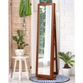 thumbnail image 2 of Giantex 360° Rotating Jewelry Armoire with Higher Full Length Mirror and Rear Storage Shelves, Walnut, 2 of 8