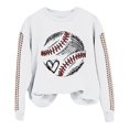 thumbnail image 4 of IMENGL Spring baseball print crew neck hooded sweatshirt long, White L, Size M-2XL, 4 of 4