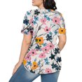 thumbnail image 4 of Hauts d'Été à Manches Courtes Femme Mode 2024 Blouses Plissées Chic Décontractées Col Rond T-Shirts de Couleur Unie (Grand, Multicolore 01), 4 of 6