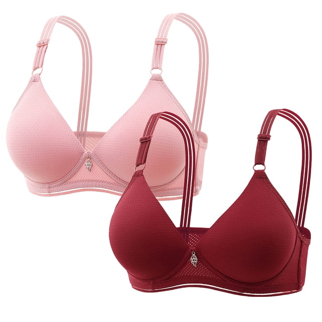 Timegard 2pc Push up Bras for Women Full Coverage Adjustable Strap Wirefree Comfortable Everyday Bralette