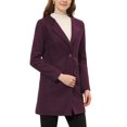 thumbnail image 4 of INSPIRE CHIC Women's Half Lapel Long Sleeves One Button Winter Mid-Length Overcoat M Purplish Red, 4 of 5