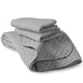 thumbnail image 2 of Bare Home Quilt Set - 3 Piece - Diamond Stitched Bedspread Coverlet - Full/Queen, Light Gray, 2 of 4