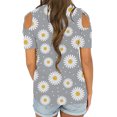 thumbnail image 4 of Pompotops Femmes Pâquerette Imprimé Manches Courtes Bretelles Froides T-Shirt Tops Chemisiers, 4 of 6