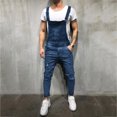 thumbnail image 1 of EGNMCR Men's Pants, Full Length Pants Overalls, Men's Denim Bib Overall, Men's Workout Athletic Pants Mens Washed Bib Overalls Casual Ripped Jumpsuits Rompers Men Pants, 1 of 8
