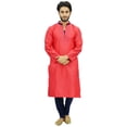 thumbnail image 2 of Atasi Ensemble Kurta Pyjama de Fête Pêche pour Homme, Chemise Dupion Longue - Grand, 2 of 7