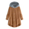 thumbnail image 1 of Womens Cardigan Plus Size Button Plush Tops Hooded Loose Cardigan Wool Coat Winter Jacket Navy Xl, 1 of 3
