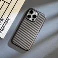 thumbnail image 1 of Étui PC en Titane Naturel de Luxe pour iPhone 16 15 14 13 Pro Max Plus, Étui Arrière Rigide Ondulée à Grille Électroplaquée tzw, 1 of 7