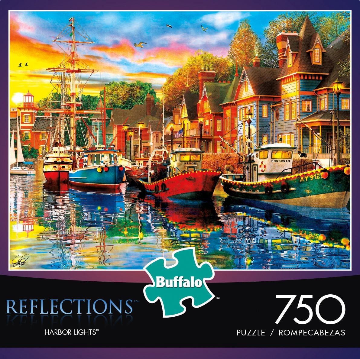 Buffalo Games Reflections Le puzzle Harbor Lights en 750 pièces