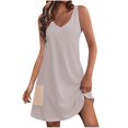 thumbnail image 1 of Timegard Robes pour Femmes Col en V Été Décontracté Robes T-Shirt Sortie de Plage Robe Débardeur avec Poches, 1 of 5